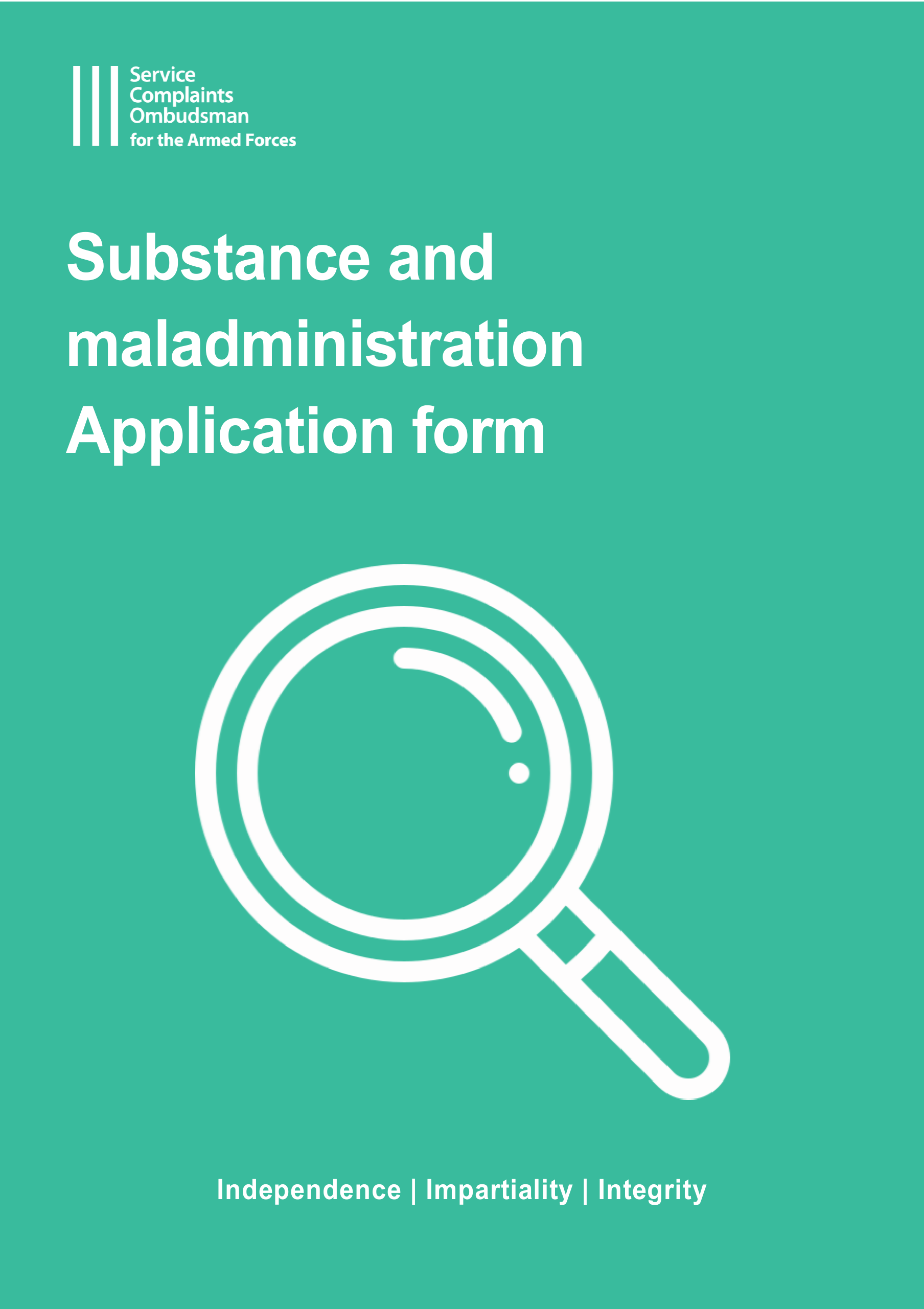Substance and maladministration application form