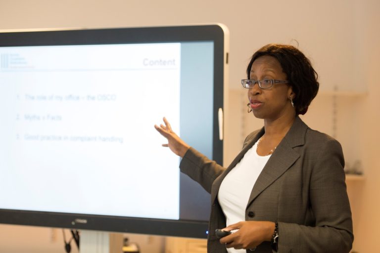 woman giving a presentation